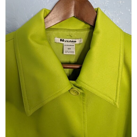 Nygard Womens Lime Green Mid-Length Button-Front Dress Jacket 18W Polyester Blen - Picture 3 of 13